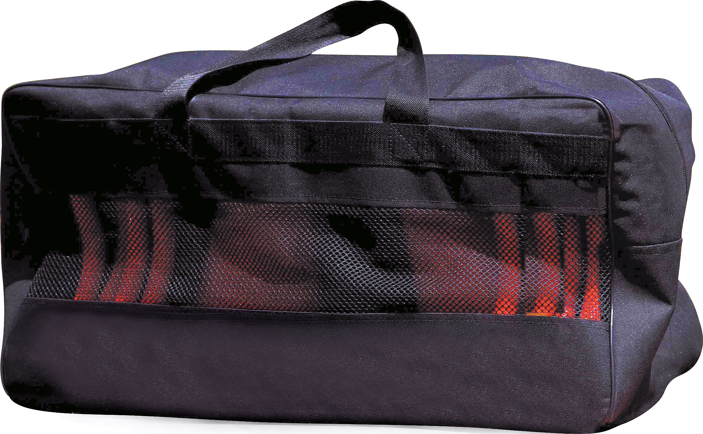 Sac noir en matériau robuste avec fenêtre en filet et poignée de transport, convient pour les câbles et les accessoires