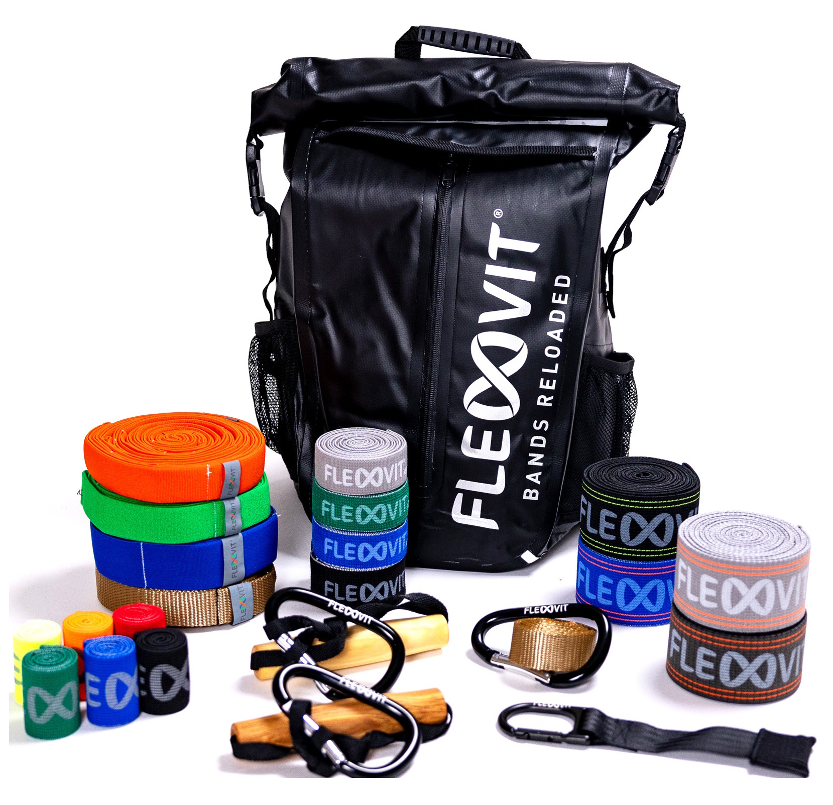 Jeu de bandes de fitness Flexovit avec sac à dos et accessoires