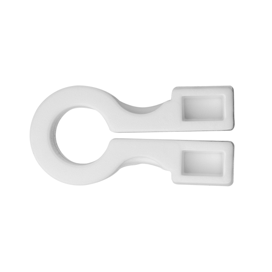 Crochet en plastique blanc avec trou rond et rectangulaire pour des solutions de fixation simples