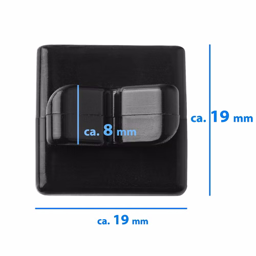 Support de câble autocollant 19x19 mm, fente 8 mm