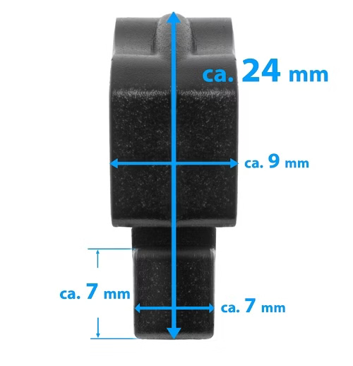 noir Pièce profilée avec dimensions 24x9x7 mm