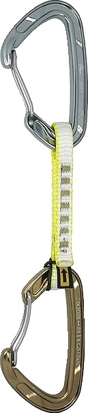 Ein robustes Kletter-Karabiner-Set mit zwei Karabinern und einer vernähten Schlinge, ideal für Bergsteiger und Kletterer.