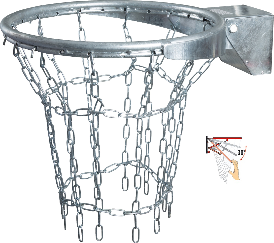Panier de basket-ball robuste avec un filet à chaîne durable en métal, idéal pour l'extérieur, avec support pivotant