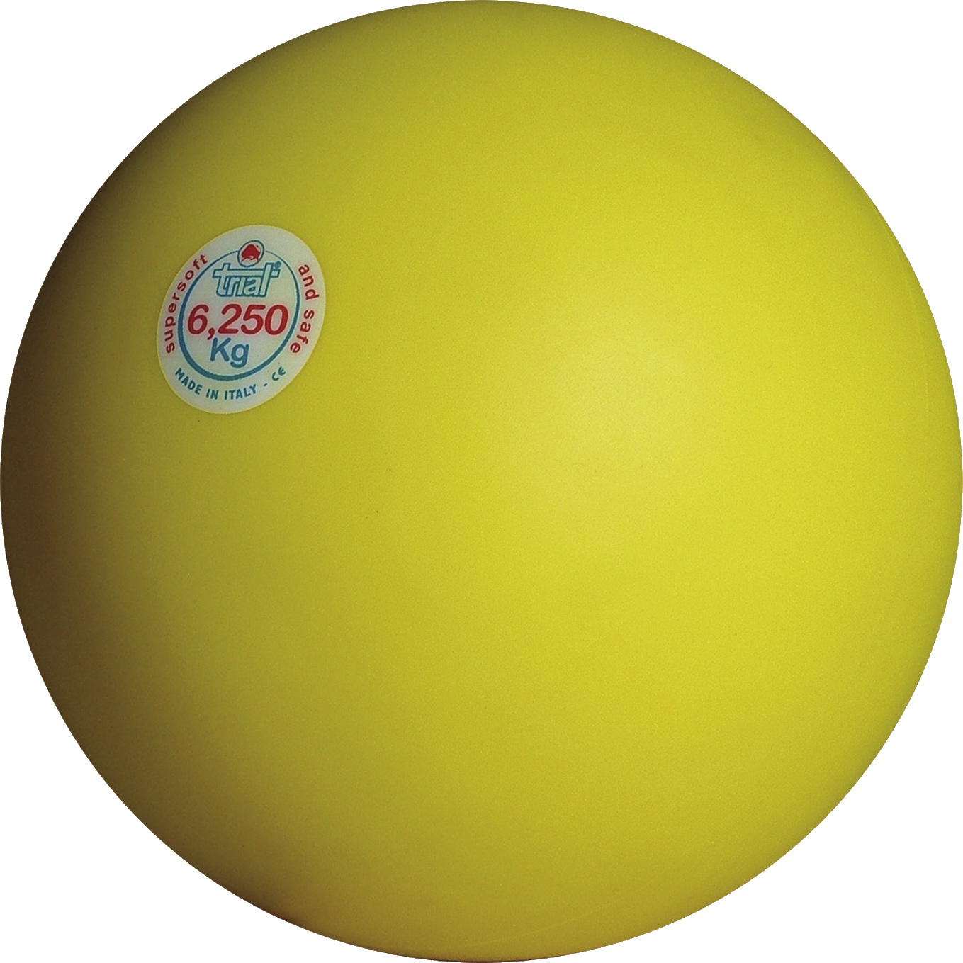 Gelber Medizinball mit einem Gewicht von 6.25 kg, ideal für Krafttraining