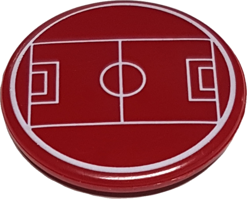 Disque tactique rond rouge avec dessin de terrain de football pour la planification stratégique