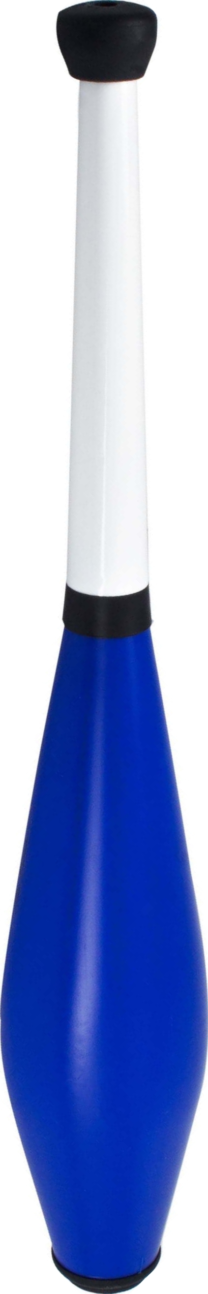 Massue à jongler bleue avec des accents blancs et noirs, idéale pour les exercices de jonglage