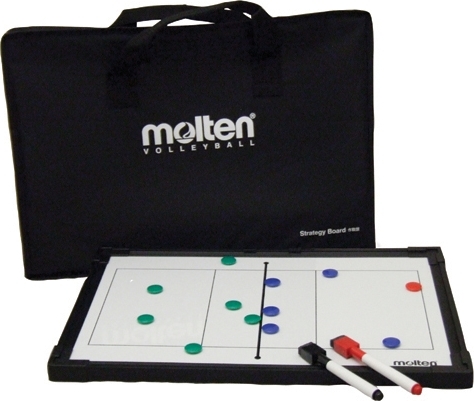 Molten Volleyball Taktiktafel-Set inklusive Tasche und farbigen Markern für Spielstrategien