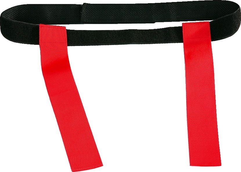 Une ceinture de flag football noire avec deux drapeaux rouges amovibles pour le sport et le jeu